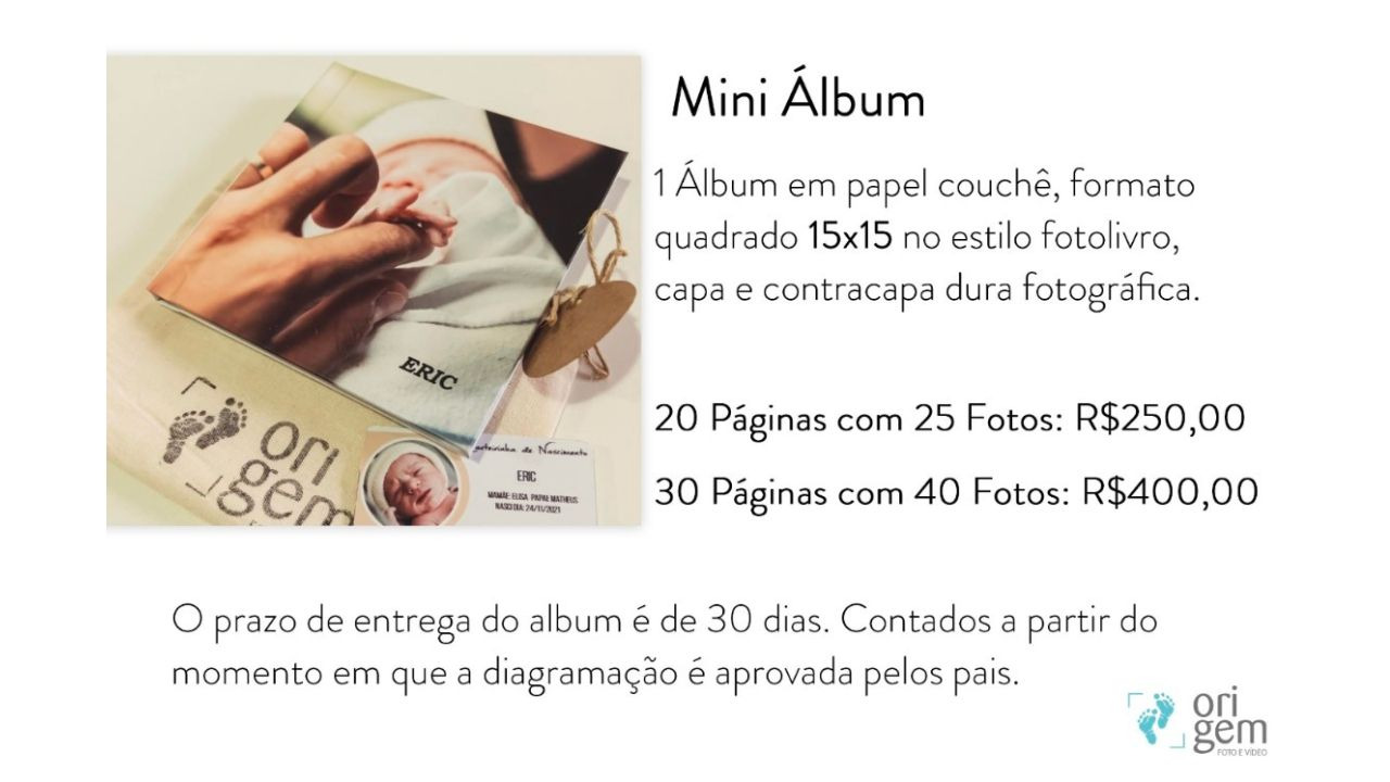 Modelo do Mini Álbum, 15 por 15 centímetros
